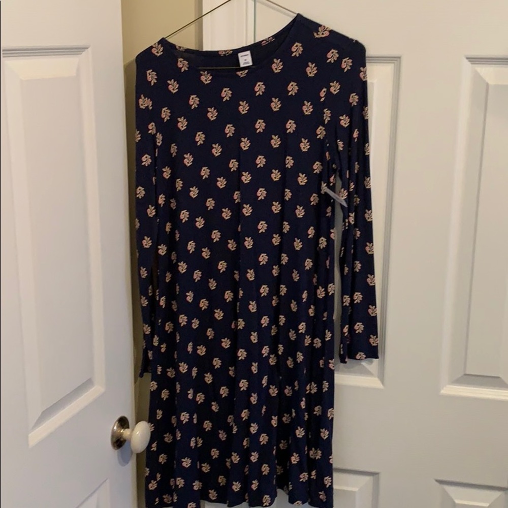 Old Navy blue floral dress long sleeve size XS small piling
